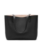 Women's Small Classic Structured Tote Bag In Black/blush Pink | Pebbled Leather By Cuyana