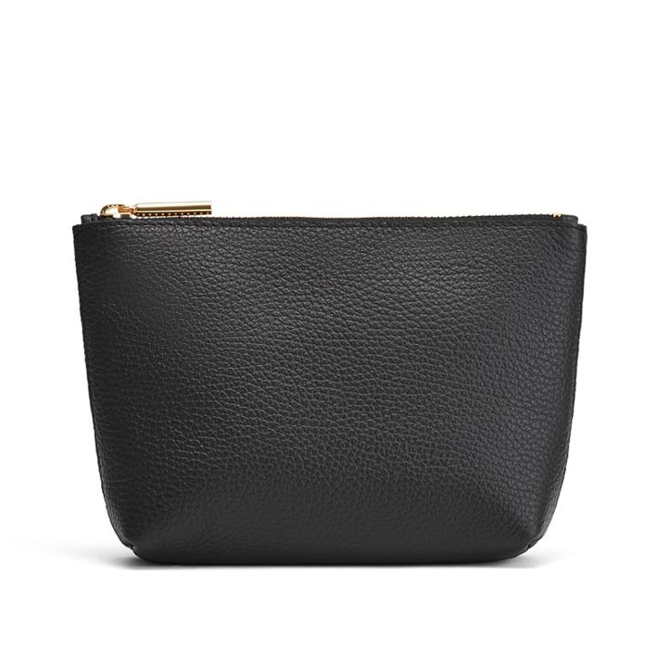 Women's Mini Classic Zipper Pouch In Black | Pebbled Leather By Cuyana