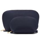 Women's Leather Travel Case Set In Navy/black | Pebbled Leather By Cuyana