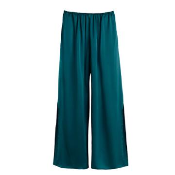 Women's Washable Charmeuse Cropped Wide-leg Pant In Blue Jade | Size: Large | Washable Charmeuse Silk By Cuyana