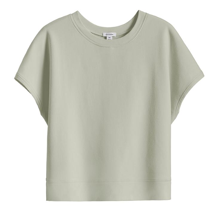 Women's French Terry Short Sleeve Sweatshirt In Sage | Size: Large | Organic Cotton Modal Blend By Cuyana