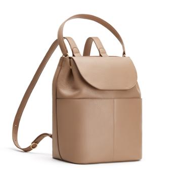 Women's Leather Backpack In Cappuccino | Size: 13 | Pebbled Leather By Cuyana