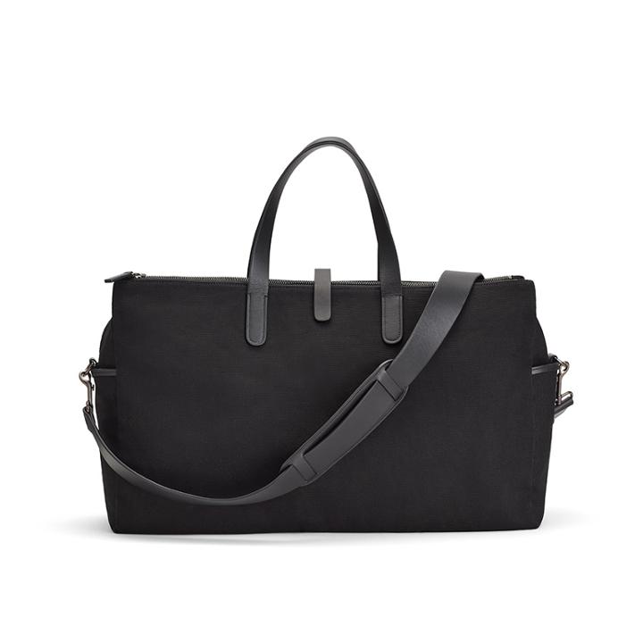 Women's Triple Zipper Weekender Bag In Black | Canvas & Smooth Leather By Cuyana