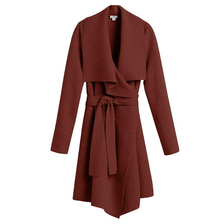 Women's Short Wrap Coat In Rust | Size: Medium/large | Wool Cashmere By Cuyana
