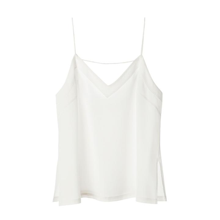 Women's Silk Cami Top In White | Size: Large | Crepe De Chine Silk By Cuyana