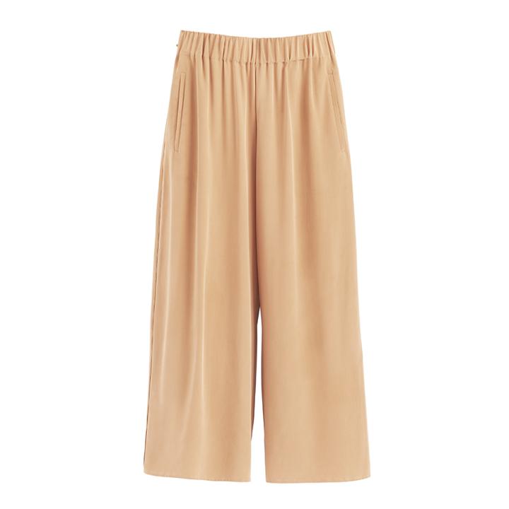 Women's Wide-leg Cropped Pant In Butter | Size: Large | Washable Silk By Cuyana