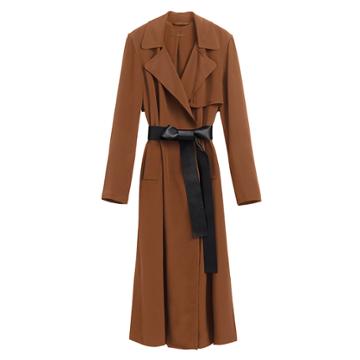 Women's Silk Classic Trench In Chestnut | Size: Large | Silk & Lamb Skin By Cuyana