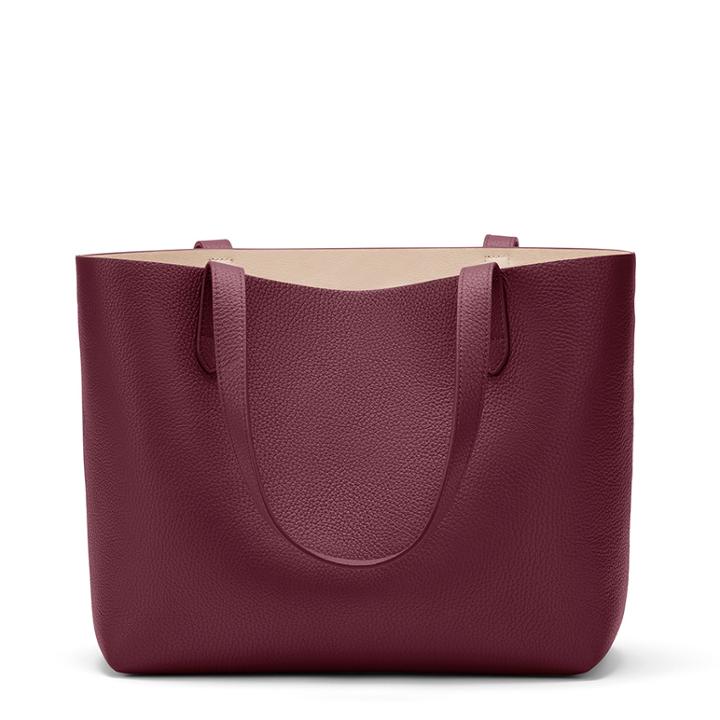 Women's Small Classic Structured Tote Bag In Merlot/blush Pink | Pebbled Leather By Cuyana