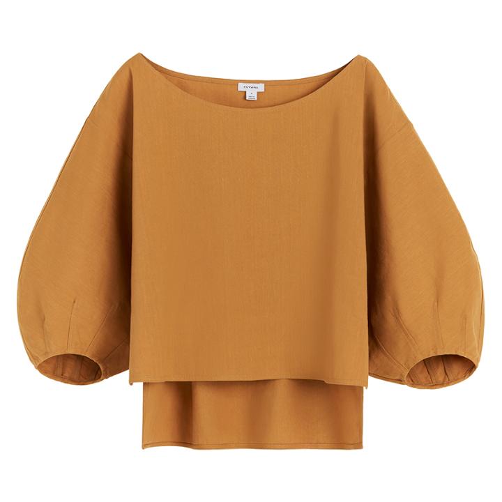 Women's Linen Boatneck Top In Honey | Size: Small | Linen Blend By Cuyana
