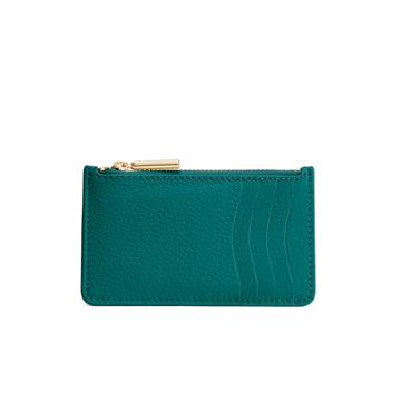 Women's Zip Cardholder In Emerald | Pebbled Leather By Cuyana