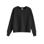 Women's Fleece Cropped Sweatshirt In Black | Size: Large | 100% Cotton By Cuyana