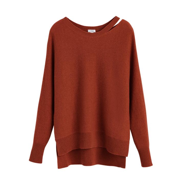 Women's Recycled Split-neck Sweater In Ginger | Size: Large | Cashmere By Cuyana
