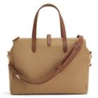 Women's Triple Zipper Overnight Bag In Sand/chestnut | Organic Canvas/smooth Leather By Cuyana