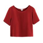 Women's Silk Cropped Crewneck Tee In Poppy | Size: Large | 3 Ply Crepe Silk By Cuyana