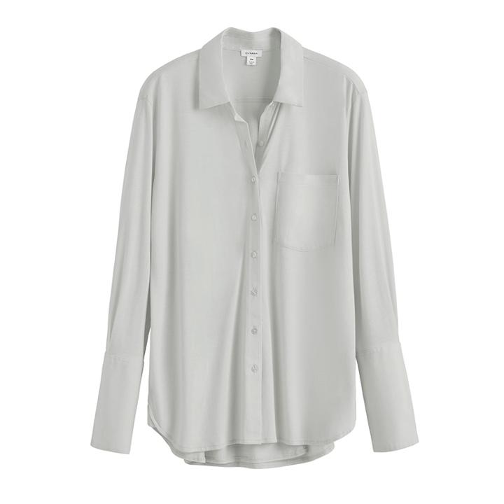 Women's Organic Pima Shirt In Pearl Grey | Size: Large | Organic Pima Cotton By Cuyana