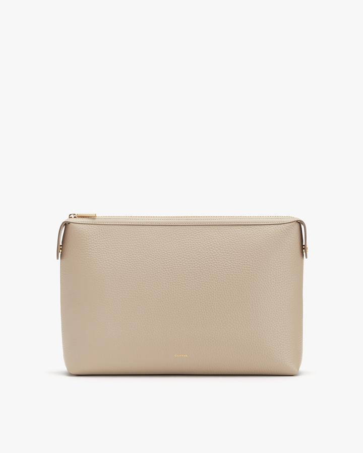 Women's System Zipper Pouch Insert In Stone/pebble | Size: Large | Pebbled Leather By Cuyana