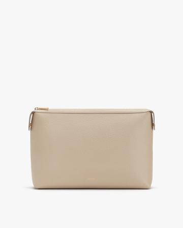 Women's System Zipper Pouch Insert In Stone/pebble | Size: Large | Pebbled Leather By Cuyana