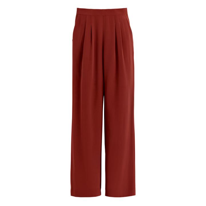 Women's Silk Wide-leg Pant In Dark Rust | Size: Large | Crepe De Chine Silk By Cuyana