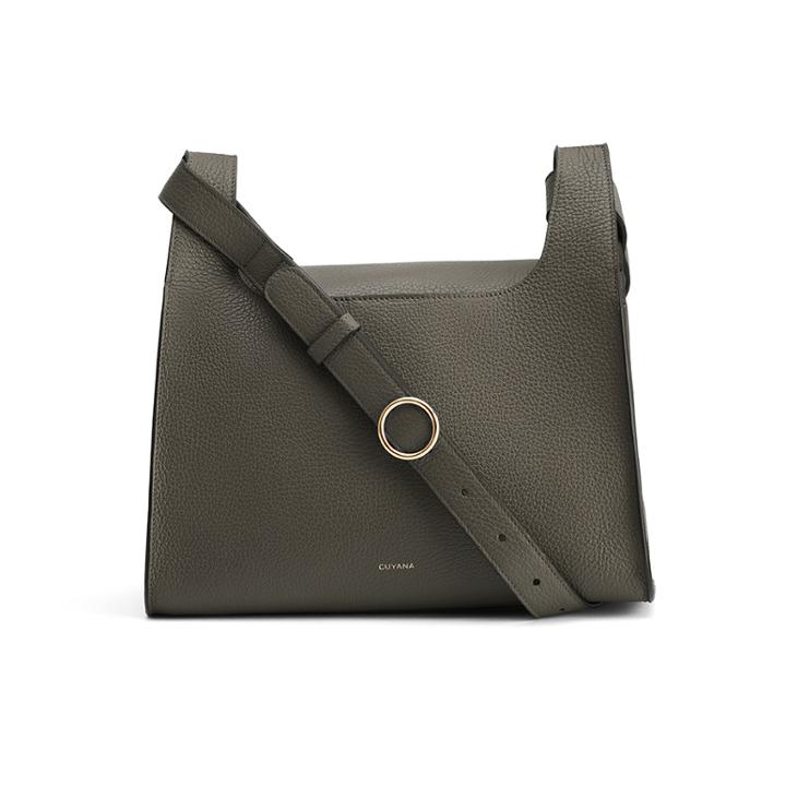 Women's Double Loop Bag In Dark Olive | Pebbled Leather By Cuyana