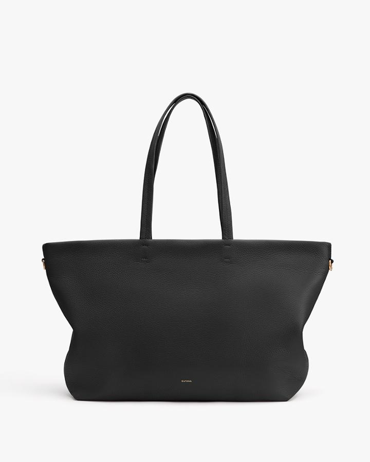 Women's Classic Easy Zipper Tote Bag In Black | Pebbled Leather By Cuyana