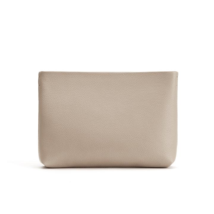 Women's Small Zipper Pouch In Stone | Pebbled Leather By Cuyana