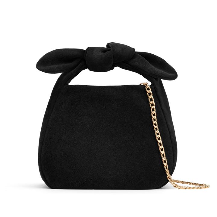 Women's Mini Bow Bag In Black Suede | Suede Leather By Cuyana