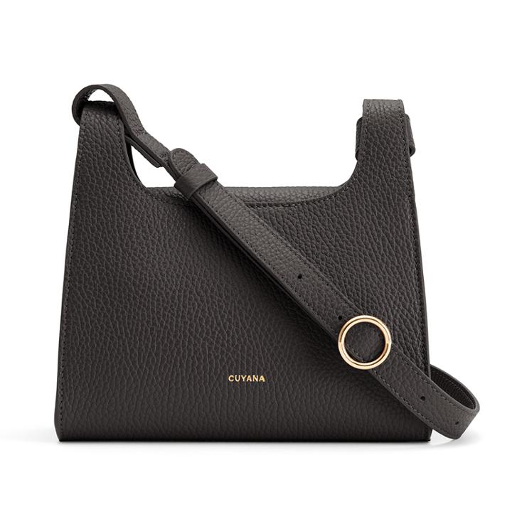 Women's Mini Double Loop Bag In Black | Pebbled Leather By Cuyana