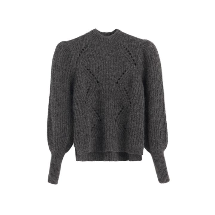 Women's Alpaca Wool Balloon Sleeve Sweater In Charcoal | Size: Large | Alpaca Wool Blend By Cuyana