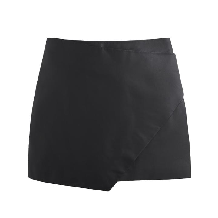 Women's Leather Paneled Mini Skirt In Black | Size: Large | Lamb Leather By Cuyana