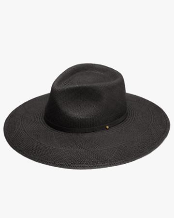Women's Wide Brim Panama* Hat In Black | Size: 57 | Toquilla Straw By Cuyana