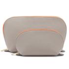 Women's Leather Travel Case Set In Soft Grey | Pebbled Leather By Cuyana