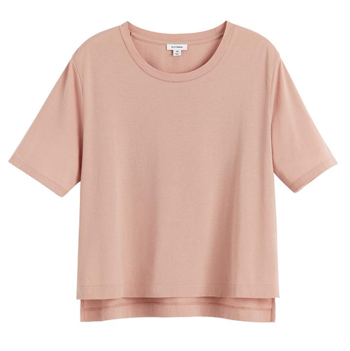 Women's Pima Cropped Tee In Soft Rose | Size: Large | Organic Pima Cotton By Cuyana