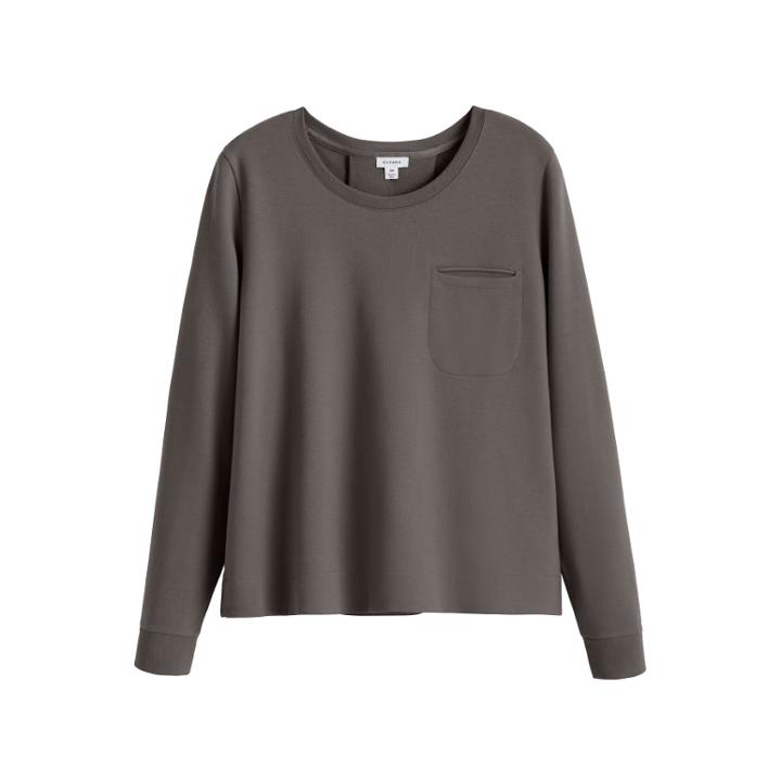 Women's French Terry Pleat-back Sweatshirt In Dove Grey | Size: Large | Organic French Terry By Cuyana