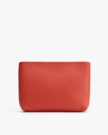 Women's Mini Zipper Pouch In Dark Coral | Pebbled Leather By Cuyana