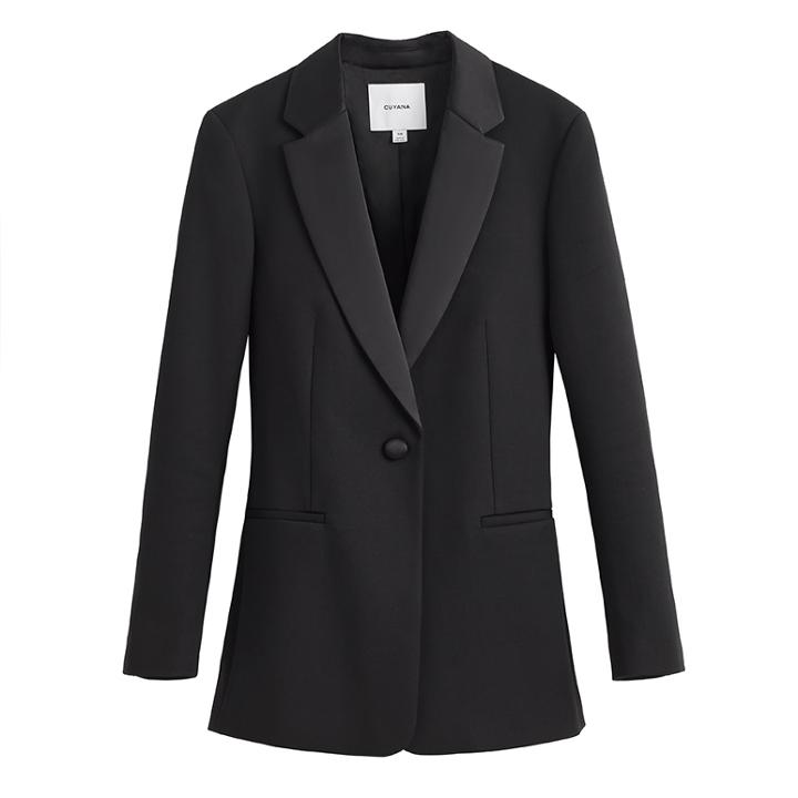 Women's Tuxedo Blazer In Black | Size: Medium | Cotton Elastane Blend By Cuyana