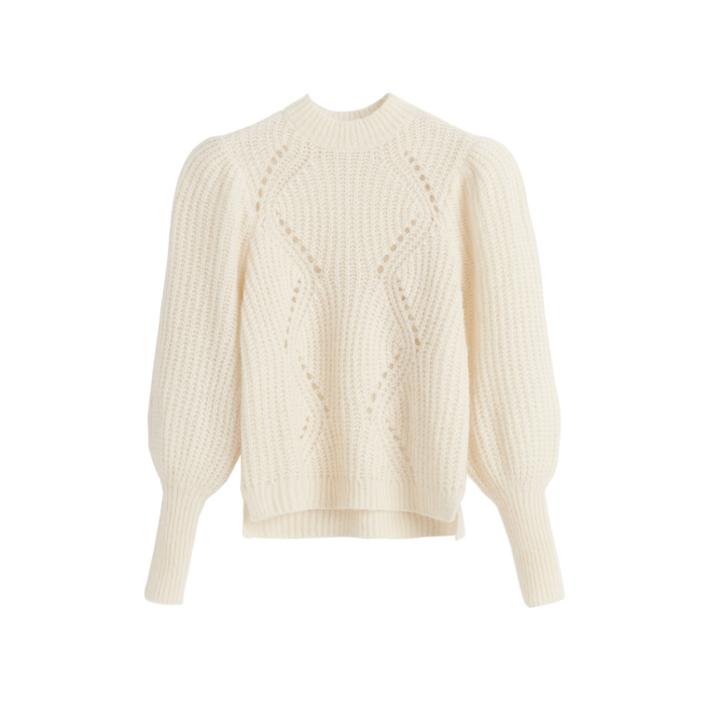 Women's Alpaca Wool Balloon Sleeve Sweater In Ecru | Size: Large | Alpaca Wool Blend By Cuyana