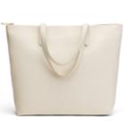 Women's Leather Zipper Tote Bag In Ecru | Pebbled Leather By Cuyana