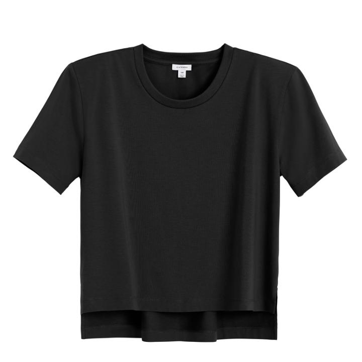 Women's Padded Shoulder Tee In Black | Size: Large | Organic Cotton Modal Blend By Cuyana