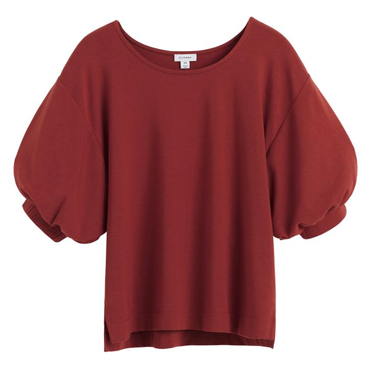 Women's Balloon Sleeve Tee In Brick | Size: Large | Organic Cotton Modal Blend By Cuyana