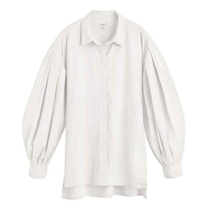 Women's Poplin Balloon Sleeve Shirt In White | Size: Large | Organic Cotton Blend By Cuyana