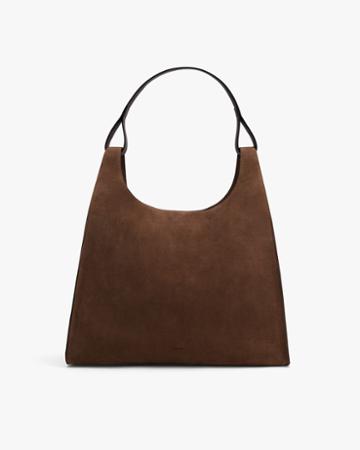Women's Oversized Double Loop Bag In Brown | Suede & Smooth Leather By Cuyana