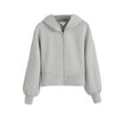 Women's Terry Zip Front Hoodie In Steel | Size: Large | Organic Terry By Cuyana