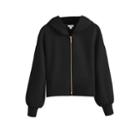 Women's Terry Zip Front Hoodie In Black | Size: Large | Organic Terry By Cuyana