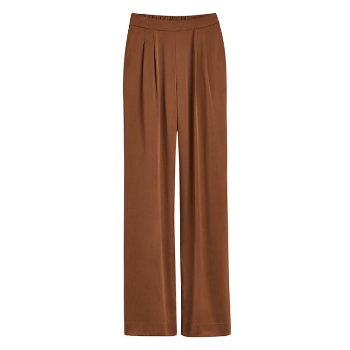 Women's Washable Charmeuse Wide-leg Pant In Chestnut | Size: Xl | Washable Charmeuse Silk By Cuyana