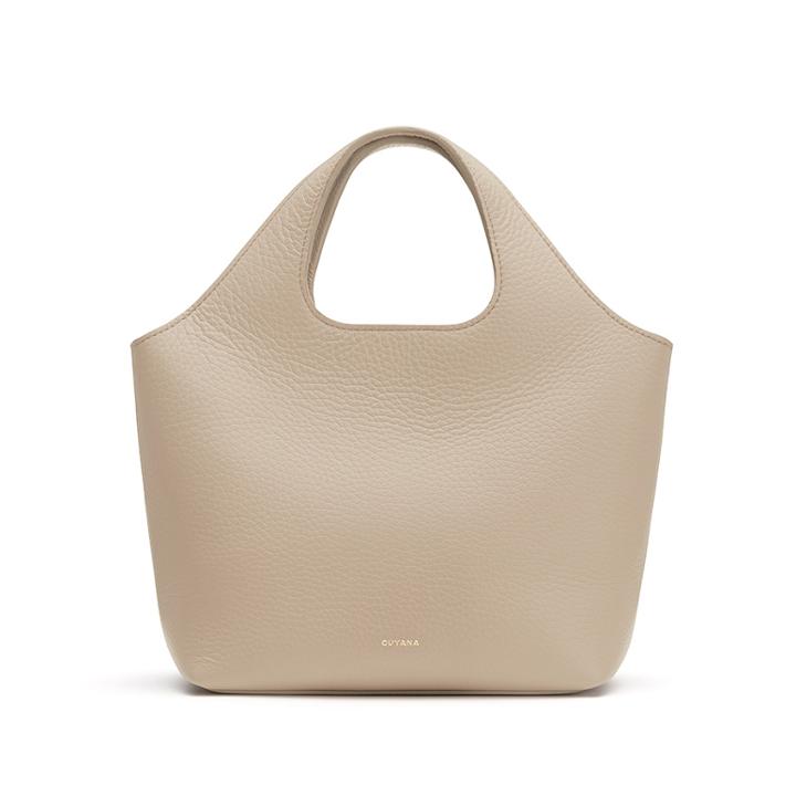 Women's Mini System Tote Bag In Stone | Pebbled Leather By Cuyana