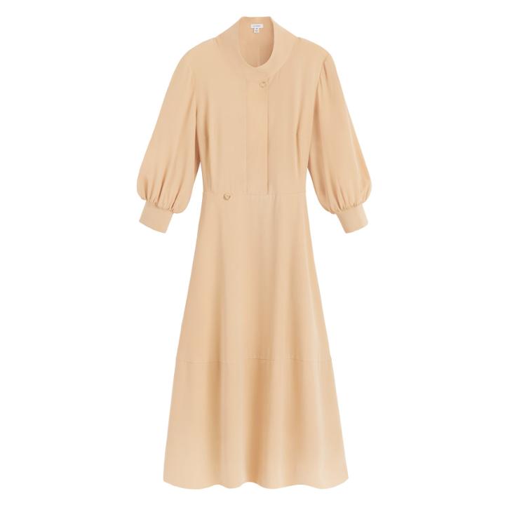 Women's Funnel Neck Dress In Butter | Size: Large | Washable Silk By Cuyana