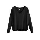 Women's French Terry V-neck Sweatshirt In Black | Size: Large | Organic Cotton Modal Blend By Cuyana