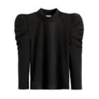 Women's French Terry Puff Sleeve Sweatshirt In Black | Size: Large | Organic French Terry By Cuyana