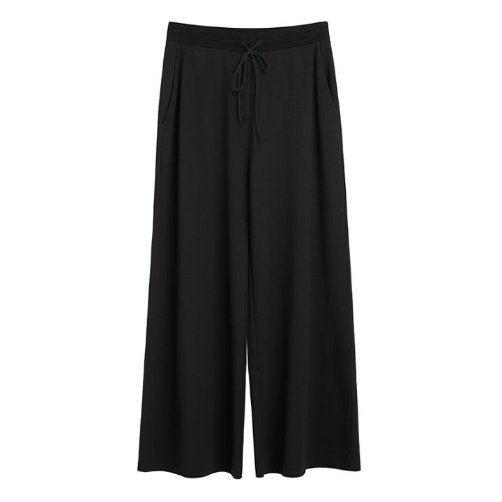 Women's French Terry Wide-leg Cropped Pant In Black | Size: Large | Organic French Terry By Cuyana