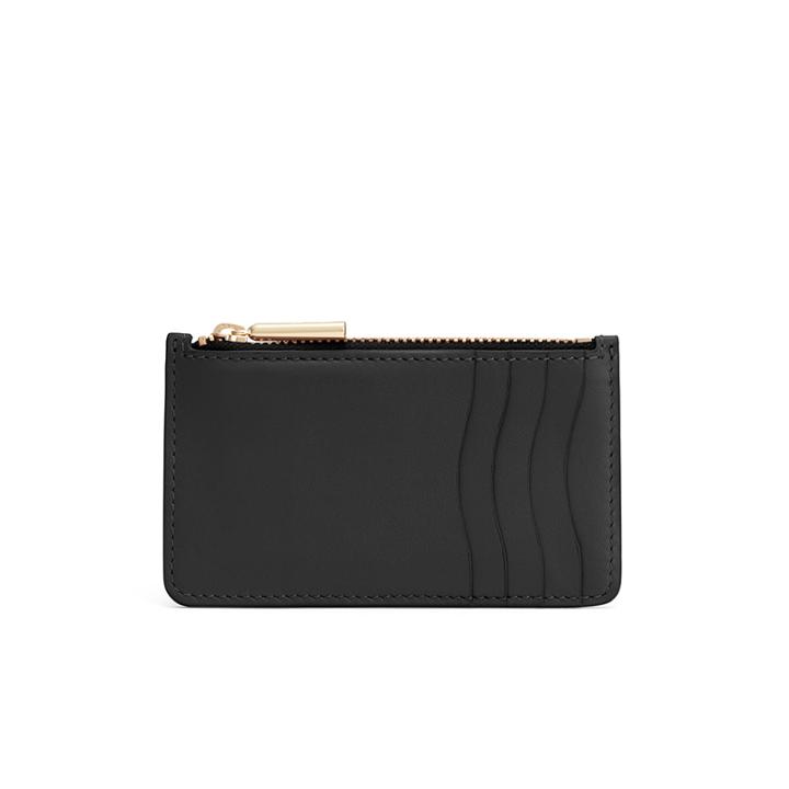 Women's Zero Waste Zip Cardholder In Smooth Black | Smooth Leather By Cuyana